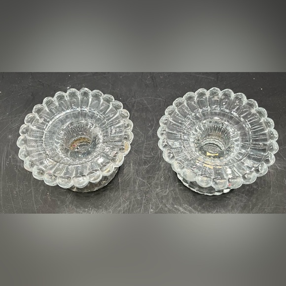 PartyLite CRYSTAL Votive/Taper Candlestick Holders 3'Round 2'T Reversable Set - Picture 3 of 16